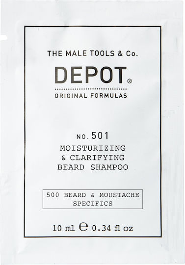 Depot 500 Produse Pentru Îngrijirea Bărbii Și Mustății Specifics Nr 501 Șampon Pentru Bărbie Cu Pro-vitamina B5 Hidratant Și Clarifiant 10 Ml