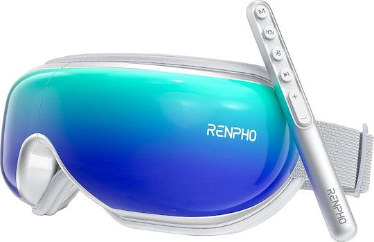 Renpho Rechargeable Eye Massage Device Heat Foldable Bluetooth Glasses Music Vibration 5 Massage Modes White