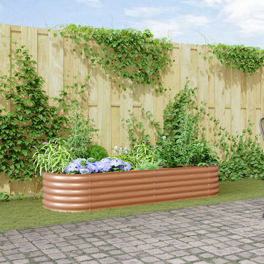 vidaXL Γλάστρα Μεταλλική Καφέ 240x80x44εκ.