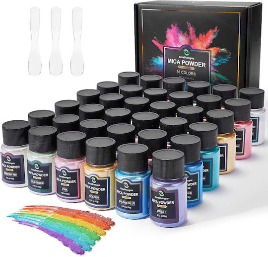 Set de Pigmenți Pudră Mica 36 Culoare Full Face X 10 G Aditiv Pudră Multifuncțional pentru Epoxy Resin Machiaj Săpun Lac de Unghii Lumânări Slime