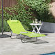 vidaXL Foldable Metallic Beach Sunbed Green with Pillow 55x182x85cm