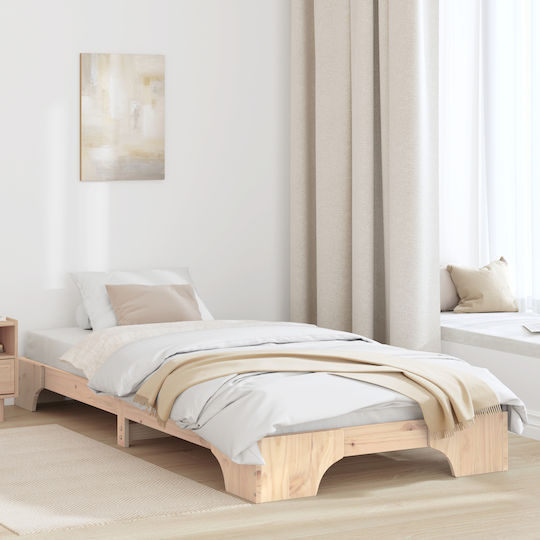 Kinderbett Klassisch Einzeln Beige für Matratze 75x190cm
