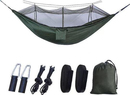 Woodland Single Hammock Camping Mosquito Net Green 260x140cm