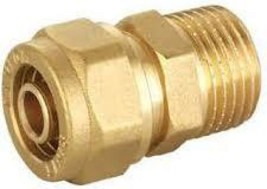 Pipe Fitting Male 1/2" x Ø16 x 2.0 mm Plastic Pipe Brass