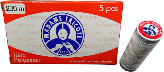 Polyester Sewing Thread Machine Hand Off-White Sugar 0001 Packaging 5 Bobbins 200 Meters Madame Tricote Paris
