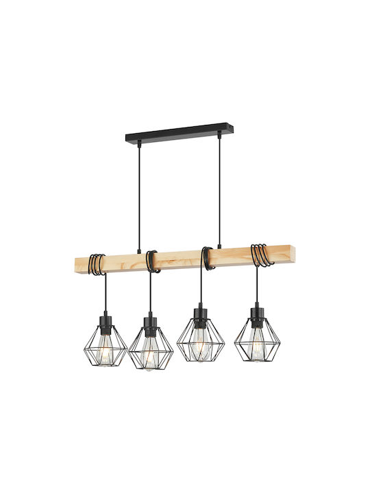 Braytron Pendant Light Black for 4 Bulbs E27
