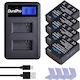 Set 4 Baterii de 1250mAh Încărcător Dual USB cu Ecran LCD pentru GoPro Hero 3, GoPro Hero 3+ Edition Silver, Hero 3 White Edition, Hero 3 Black Edition, Gopro Hd Hero 3+ Black Edition Ahdbt-301 Ahdbt-302