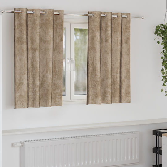 vidaXL Set Vorhänge Fenster mit Bleistiftfalten Ecru 140x140cm
