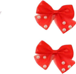 Set 2 Stück Clip Haarspangen mit Schleife Perlen Rote