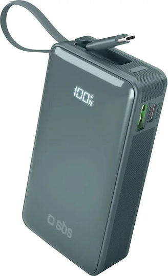 SBS Power Bank 10000mAh 22.5W με Θύρα USB-A και Θύρα USB-C Power Delivery Γαλάζιο