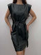 Mini Abendkleid Leder Schwarz