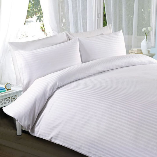 Isadore Lorraine Duvet Cover Cotton Satin Queen 220x240 White