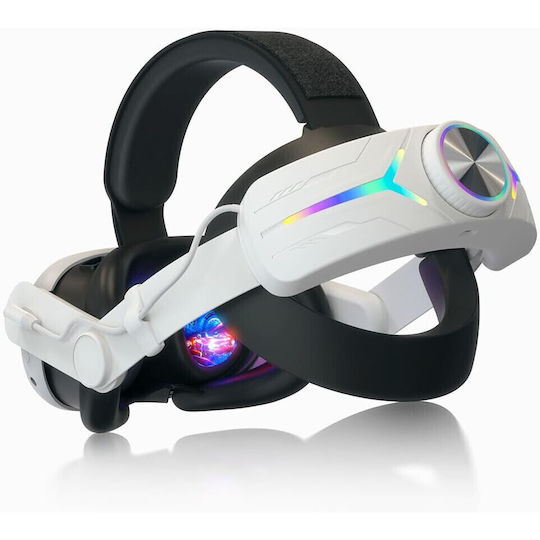 Head Strap Meta Quest 3 8000 Mah Battery Rgb Led Lights Adjustable Fast Charging Via Usb-c Plug Play White