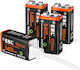 Set 4 Презареждащи се 9V Батерии Чрез Usb 5400 Mwh Бързо Зареждане 4 В 1 Кабел за Зареждане