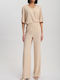 Women's Fabric Trousers with Elastic Beige