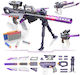 Set Sniper Blaster Pistoale de Jucărie Multifuncționale cu Foaie de Spumă Pistol Compatibil Nerf Darts Baterie Reîncărcabilă 100 Proiectile Accesorii pentru Vânătoare