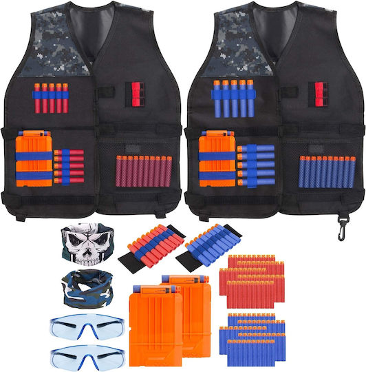 Set 2 Veste Compatibile Nerf N-strike Elite Series Vesta Tacticele Măști 100 Săgeți de Spumă 2 Brățări Magazii