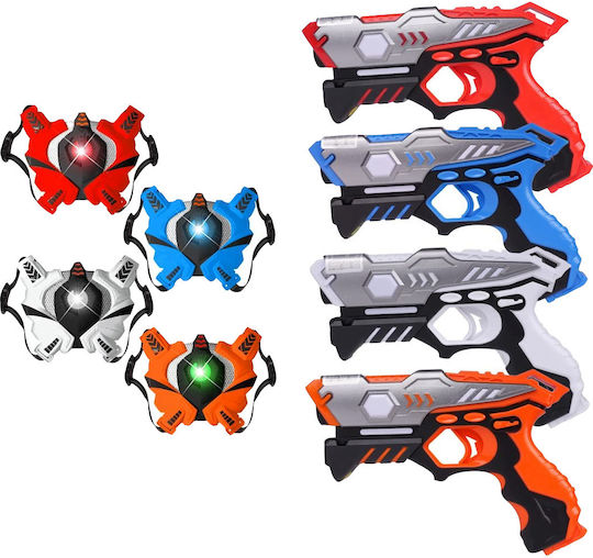 Infrared Laser Tag Set 4 Pistols 4 Vests Interactive Indoor Outdoor Use Vibration Function Sound Effects Led Light