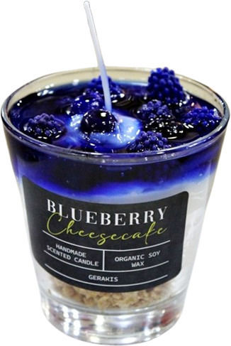 Αρωματικό Κερί Σόγιας Gel Blueberry Cheesecake Ποτήρι Small Φ7,8 X 8 Cm