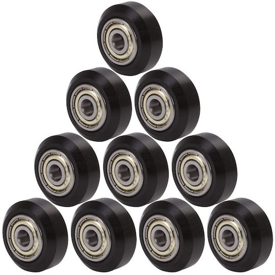 Set 10 Rulmenți Roți Pentru Imprimante 3D 24/10.2 Mm Roată Cu V-Groove R142 Negru Creality Ender 3 Cr-10 Cr-10s