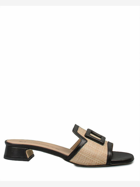 Mules with Heel in Beige Color