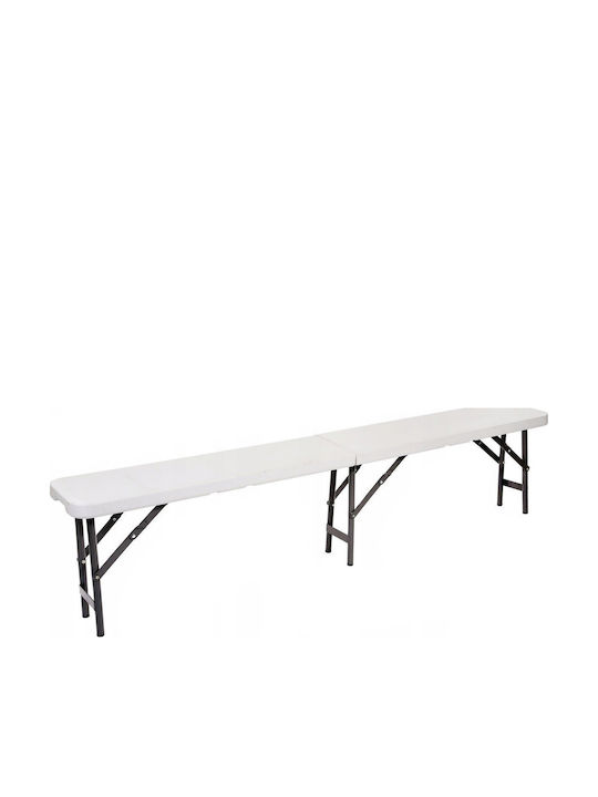 Folding Bench Garden Catering Hdpe 180x24x42cm White Folding Bench Garden Catering Hdpe 180x24x42cm White