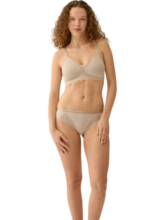 Light Beige Σουτιέν με Ελαφριά Ενίσχυση χωρίς Μπανέλες