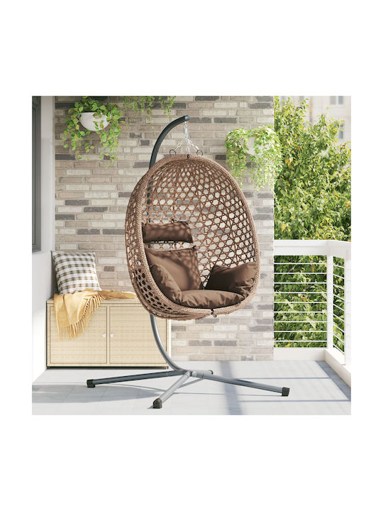 Rattan Swing Nest with Stand Brown L104xW100xH191cm