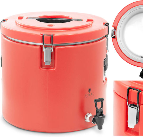 Royal Catering Rostfreier Stahl Thermosflasche mit Wasserhahn 30l Rote Farbe