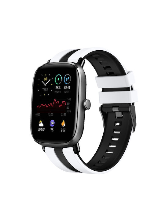 Amazfit GTS 2 Mini 20mm Zweifarbiges Sportliches Silikonarmband Weiß+Schwarz