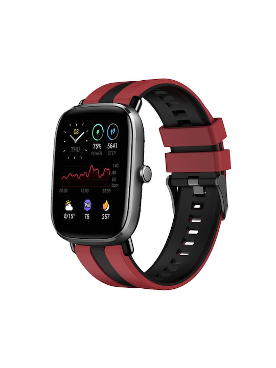 Amazfit GTS 2 Mini 20mm Brățară Sport Dublu Culoare din Silicon Roșu+Negru