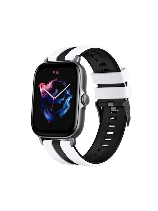 Amazfit GTS 3 20mm Two-Tone Sports Silicone Bracelet White+Black