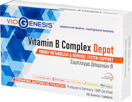 Viogenesis Vitamin B Complex Depot 30 Comprimate
