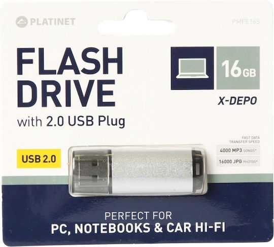 Platinet Pendrive 16GB USB 2.0 Stick Silber