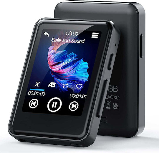 MP3 Player 64 Gb Bluetooth 5.2 Ecran Tactil 2.4 Inch Difuzor Integrat Sunet Hifi Ebook Ceas Deșteptător Radio Fm Înregistrare Vocală Negru