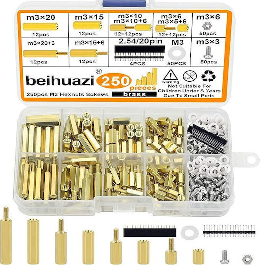 Set Spacers M3 250 Bucăți Șuruburi Șaibe Șaibe din Oțel Inoxidabil și Cupru Tip Raspberry Pi Placă de Bază Pcb Board Electronice diverse