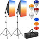 Kit De Iluminare 2 Corpuri De Iluminat 3200 - 5600K Cu Softbox Și Trepied