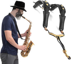 Leather Saxophone Strap Adjustable Support 25cm 55cm Shoulders Neck Padded Neck Unisex Black