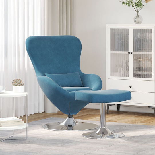 Armchair with Footstool Blue 63x73x90cm