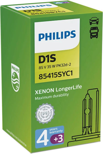 Philips Lamps Car Xenon LongerLife D1S Xenon 4300K Natural White 85V 35W 1pcs