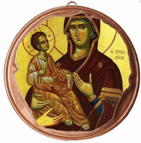 Panagia Tricherousa Set 30 Pieces Ceramic Baptism Wedding Favor Copper