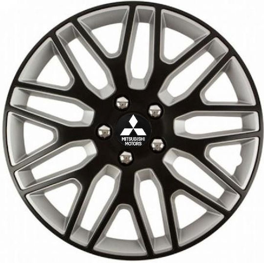 Versaco Car Hubcap Set Dakar Nc with Mitsubishi Emblem 15" 4pcs Black