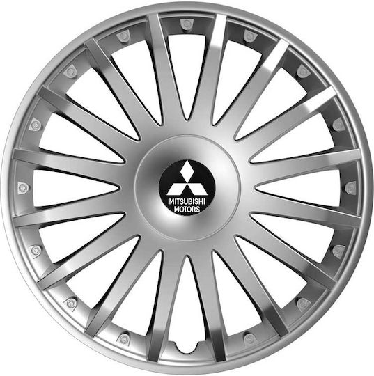 Versaco Car Hubcap Set Crystal with Mitsubishi Emblem 14" 4pcs Silver