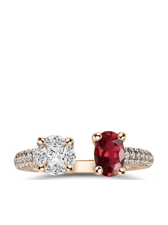 Chrilia Дамски Пръстен с Диамант от Розово злато 18K