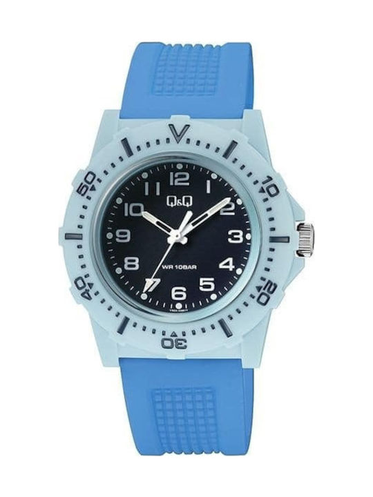 Q&Q Men's Watch Battery with Blue Rubber Strap