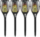 Set of 4 Stake Solar Lights Torches Warm White with Motion Sensor and Photocell