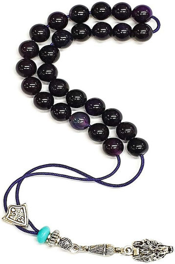 Roloi Komboloi Agate Worry Beads Purple 25cm