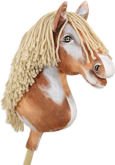 Hobby Horse Large Premium Stick Horse Spotted Tobiano Beige Mane A3