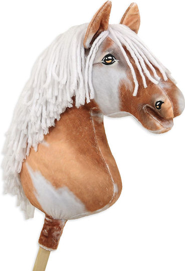 Голяма Премиум Пръчка Кон Hobby Horse На Петна Тобиано С Бяла Грива A3