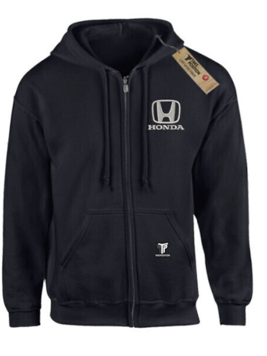 Honda Auto Embroidered Unisex Zaketă Futer cu Glugă Takeposition Negru